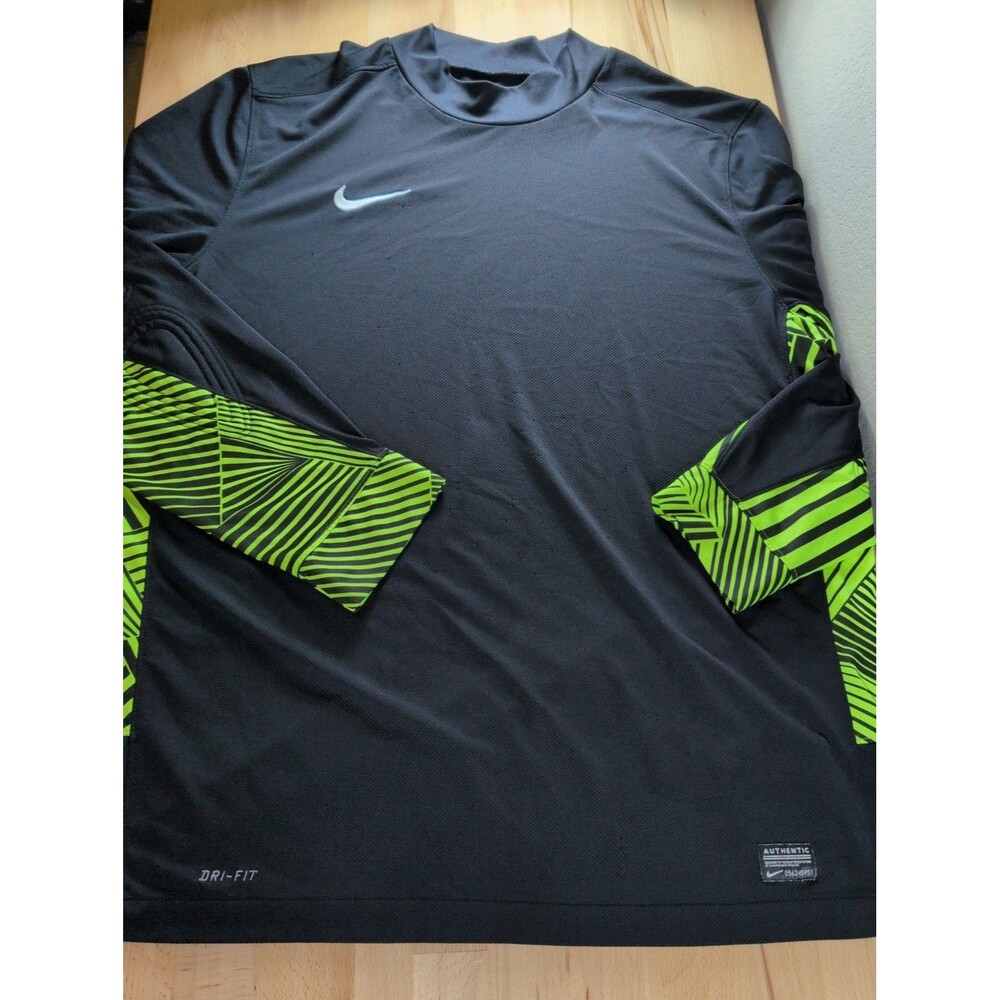 Nike Dri Fit Jersey Goalkeeper Football Soccer Shirt Black Green Men's Size 2XL
